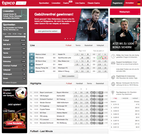 Tipico Sportwetten Homepage