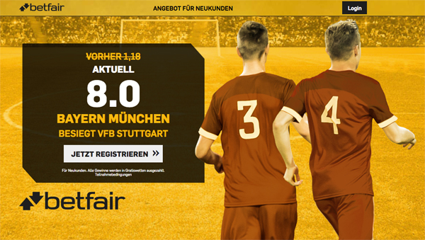 Betfair erhöhte Quote Bayern Stuttgart