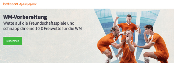 Betsson Freiwette für die WM 2018