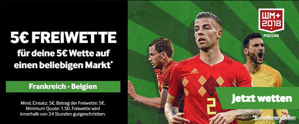 Wetten auf Frankreich – Belgien Betway Freiwette