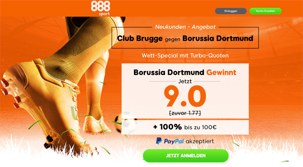 888sport Brügge Borussia Dortmund verbesserte Quote
