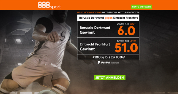888sport Quotenturbo Borussia Dortmund Eintracht Frankfurt