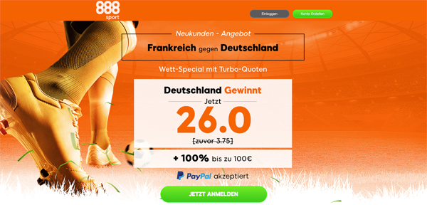 888sport Quotenhammer Frankreich - Deutschland