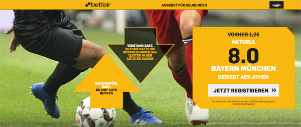 Betfair verbesserte Quote AEK Athen Bayern München
