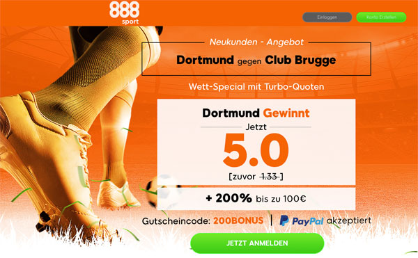 Dortmund Brügge 888sport Spezialquote Wetten