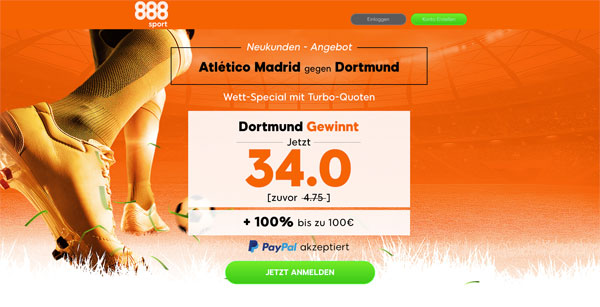 888sport erhöhte Quote Atletico Dortmund