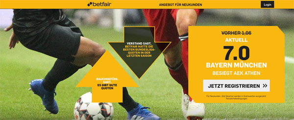 Betfair Bayern AEK Athen Wette ohne Risiko