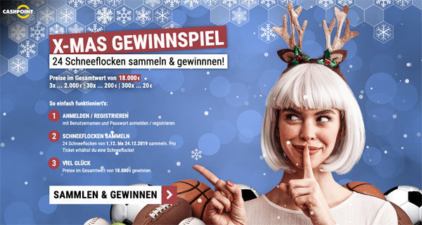 Cashpoint Schneeflocken sammeln Weihnachten Gewinnspiel