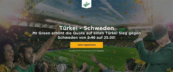 Mister Green Topquote Türkei Schweden Wetten