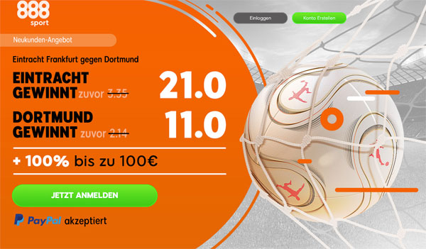 888sport Quotenboost Wetten Frankfurt - Dortmund