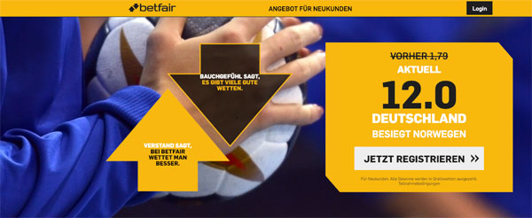 Betfair Top-Quote Wette Deutschland Norwegen Handball WM
