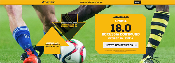 Betfair risikofrei auf Leipzig Dortmund Wetten