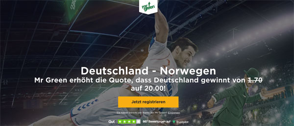 Mr Green Top-Quote Deutschland besiegt Norwegen