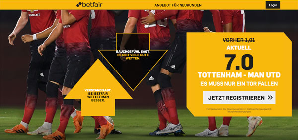 Betfair Spezialwette Wettgewinn Spurs Man United