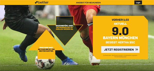 Betfair Top Quote Bayern-Sieg Hertha