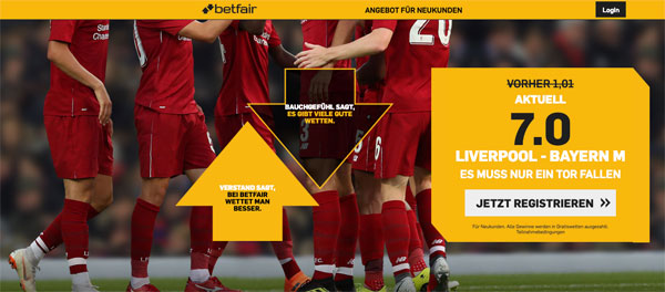 Betfair Liverpool Bayern Spezialwette Quotenboost