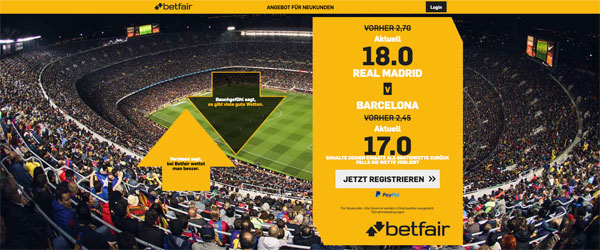 Betfair Top Quoten Wette Real vs Barça