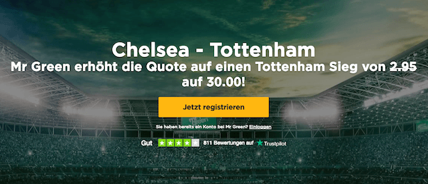 Mr. Green Tottenham Chelsea Quotenboost