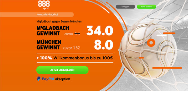 888sport Spezialangebot Wetten Gladbach Bayern