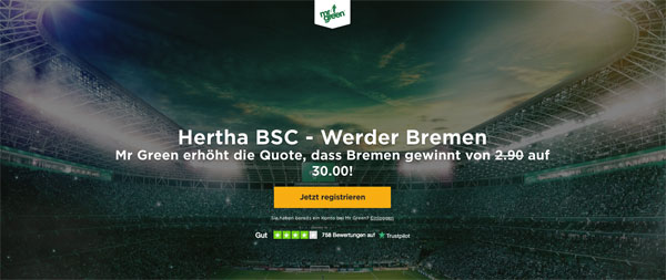 Mister Green Traumquote Bremen besiegt Hertha
