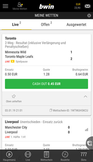 Bwin App Mobile Cashout Funktion