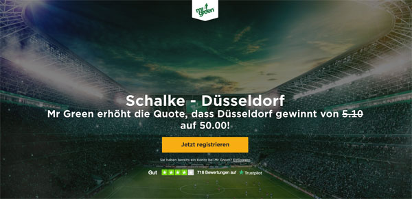 Mr Green Mega-Quote Schalke 04 Fortuna Düsseldorf Wetten