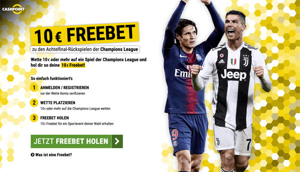 Cashpoint Freebet Champions LEague Achtelfinale