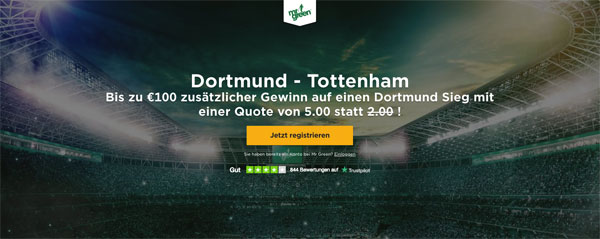 Mister Green Spezialwette auf Dortmund - Tottenham