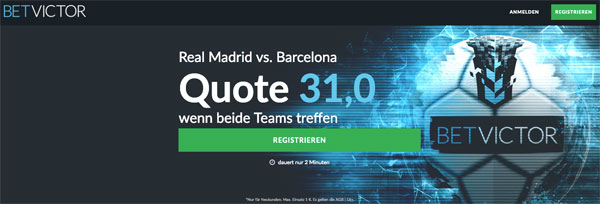 BetVictor verbesserte Quoten Liga Clasico Real Madrid Barça