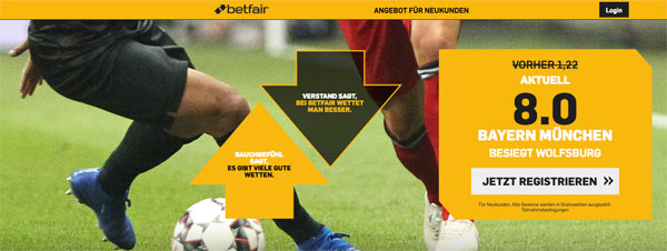 Betfair verbesserte Quote Bayern besiegt Wolfsburg
