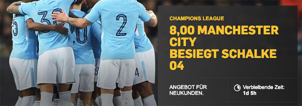 Betfair erhöhte Quote Man City Schalke 04 Wetten