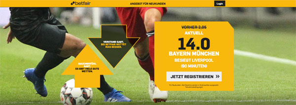 Betfair enhanced odds für Bayern München - Liverpool Wetten