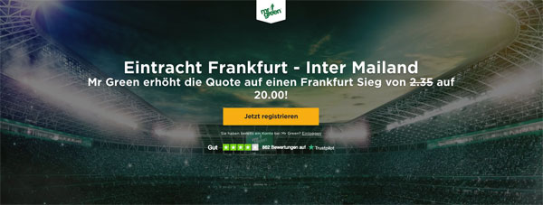 Mr Green Eintracht Frankfurt - Inter Wetten Quote