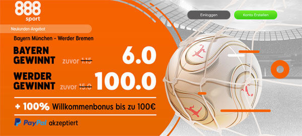 888sport erhöhte Quote Bayern Bremen Wetten