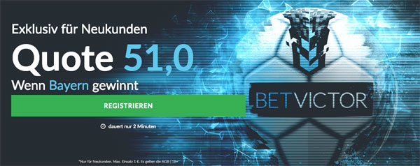 BetVictor Megaquote Bayern besiegt Dortmund Wette