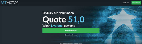 BetVictor Liverpool Porto Wetten erhöhte Quote