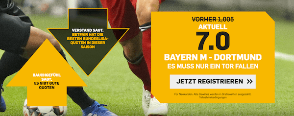 Betfair erhöhte Quote Bayern BVB
