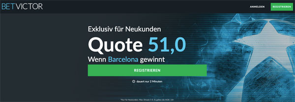 BetVictor Quotenboost Barca besiegt Man United Wette