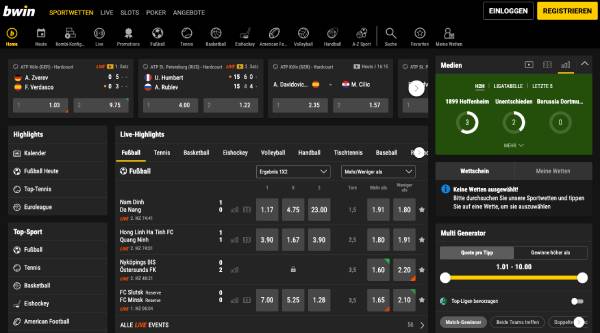 Bwin.de Homepage
