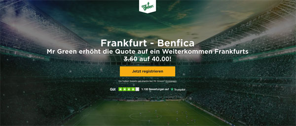 Mr Green Frankfurt-Aufstieg Benfica Wette Top Quote