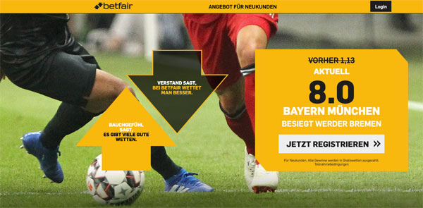 Betfair Wette ohne Risiko Top-Quote Bayern Bremen