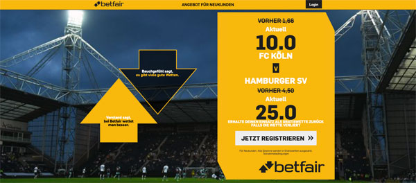 Betfair Top-Quoten Koeln - Hamburger SV Wetten