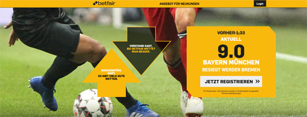 Betfair erhöhte Quote Werder Bremen Bayern München