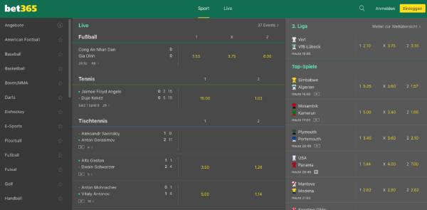 Bet365 Bonus Webseite