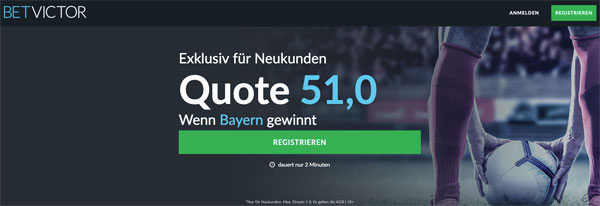 BetVictor Quotenboost Bayern München - Eintracht Frankfurt Wetten