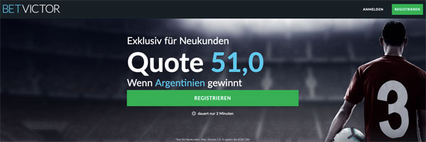 BetVictor verbesserte Quote Argentinien - Kolumbien Wetten
