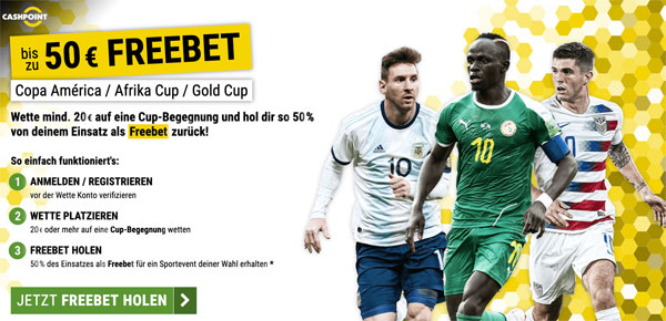 Cashpoint Freebet Copa America Gold Cup Afrika Cup