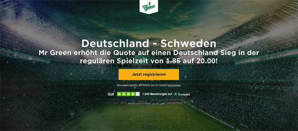 Deutschland Schweden Quotenboost Mr Green