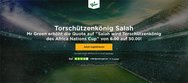 Mr Green Salah Bester Torjäger Wette verbesserte Quote