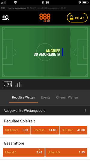 888sport App Livewetten iOS Android Mobile